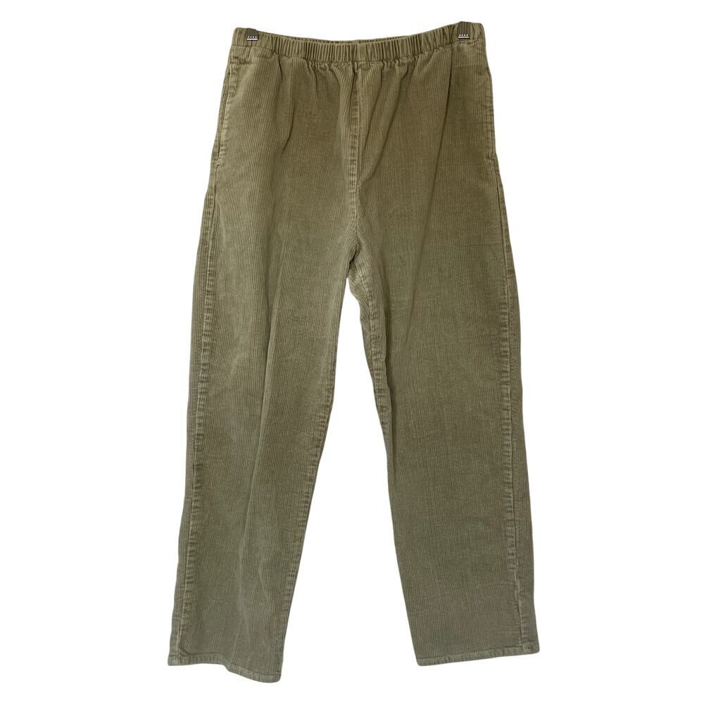 Denim & Co tan corduroy pull on elastic waist pants women's size large casual